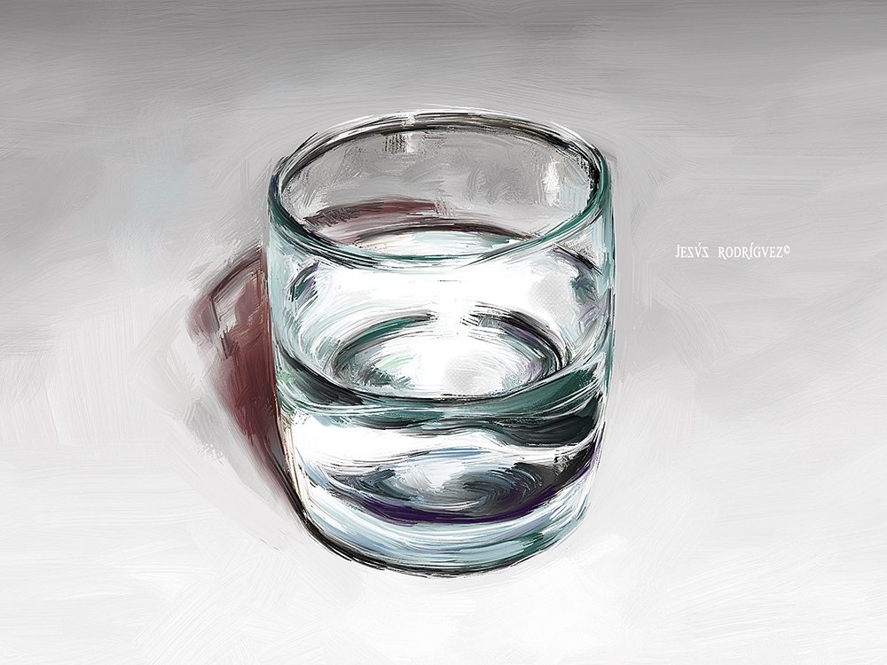 ilustración baso de agua sobre mesa gris